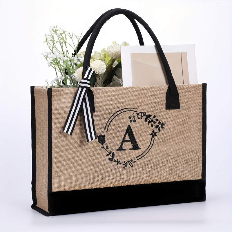 Linen Bag Bulk - Jute cloth large capacity letter A-Z