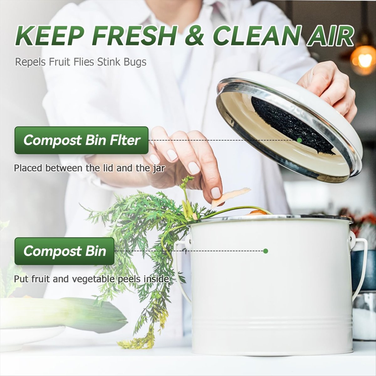 Compost Bin Countertop - A92G New Compost Bin Filter, 6.7